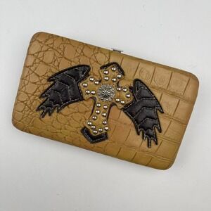 Y2K Grunge Cross Wallet‎ Faux Leather Tan